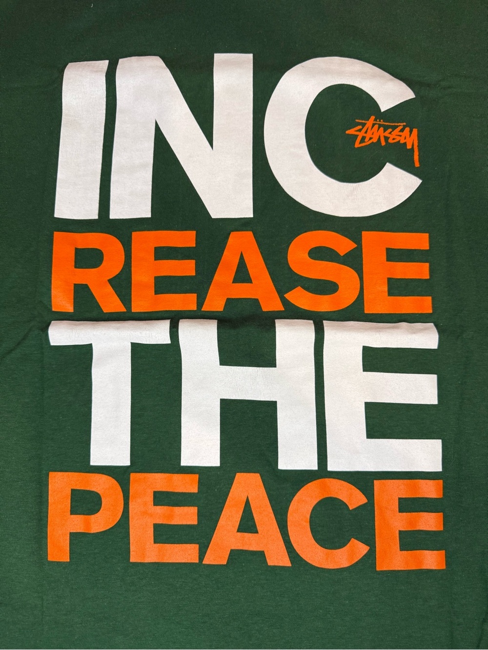Stussy "Increase The Peace" Graphic Tee Green Size M - Picture 2 of 4